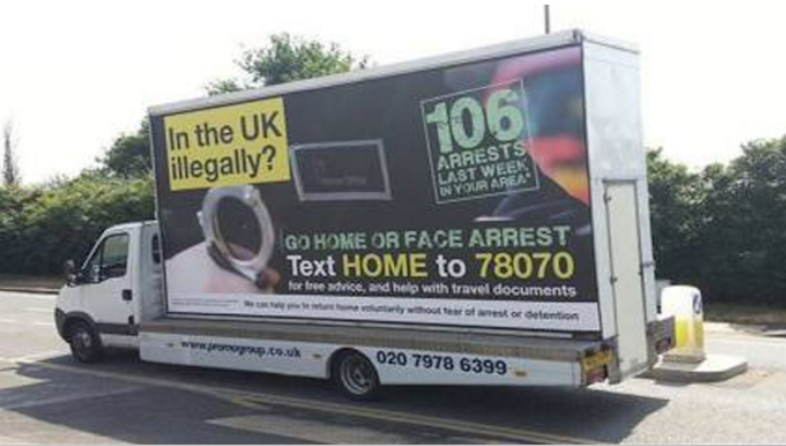 <strong>One of the 'Go Home vans'</strong>