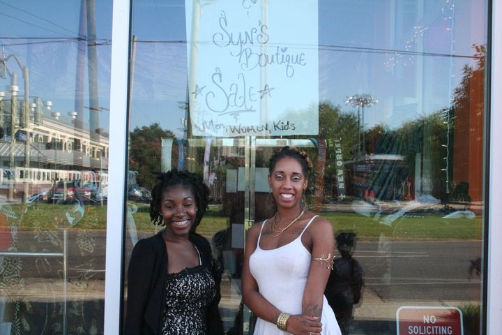 Sincity with her business partner Queen, in front of their shop on St. Claude in New Orleans.