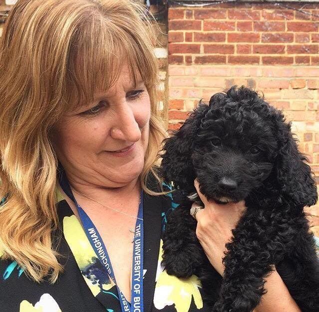 Head of Student Welfare Dee Bunker with Cockapoo puppy Tanlaw Millie