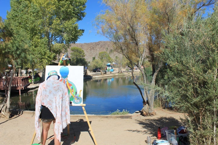 Visual artist at Joshua Tree Music Festival. 