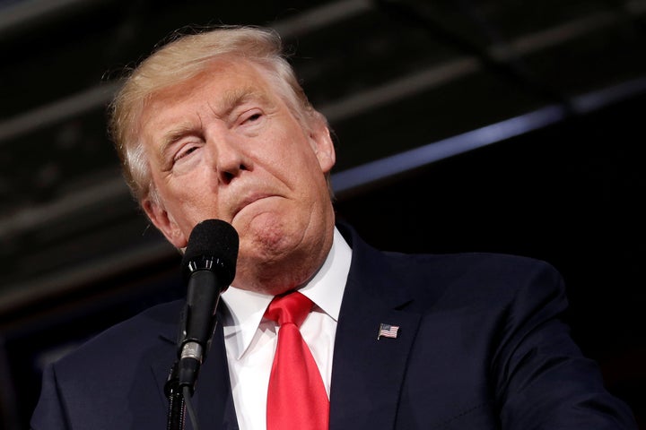 Republican U.S. presidential nominee Donald Trump speaks at a campaign rally in Ambridge, Pennsylvania, October 10, 2016.