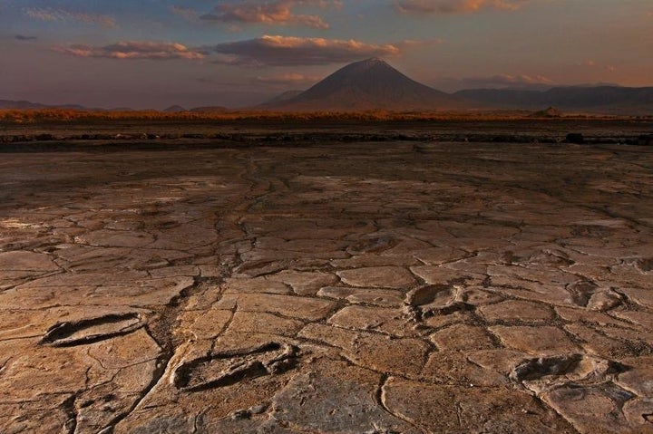 The footprints were discovered in mudflats in the shadow of the Ol Doinyo Lengai volcano in Tanzania.