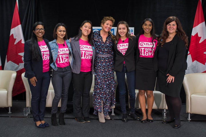 Sophie Gregoire Trudeau (center) at Plan Canada's "Girls Belong Here" panel -- Tuesday, Oct. 11, 2016.