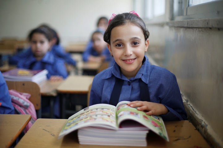 A refugee schoolchild in a Palestinian refugee camp in Jordan on Sept. 1.