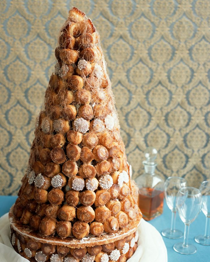 A French wedding cake made of profiteroles, or small cream puffs.