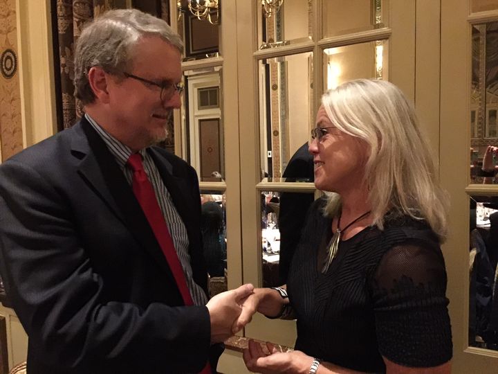 Peter Laugharn, president and CEO of the Conrad N. Hilton Foundation with Laurie Adams at the 2016 Hilton Prize Ceremony