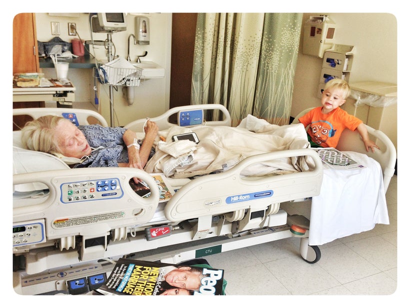 Visiting with my youngest son after a catheterization procedure in 2013