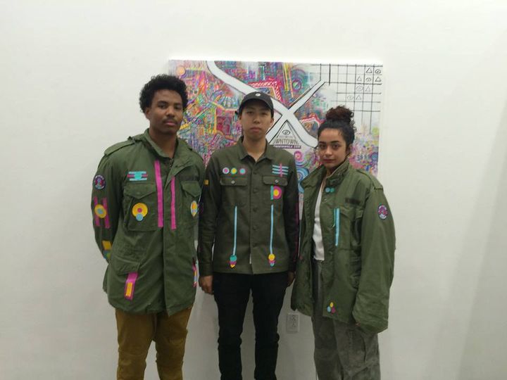 This photo is from the show Re: Manifest Destiny with students Aaron Ashby, Michael Chang, and Laura