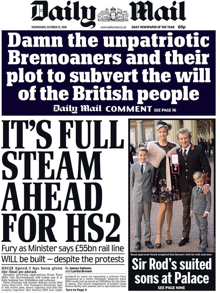 <strong>The Daily Mail's front page on Wednesday</strong>