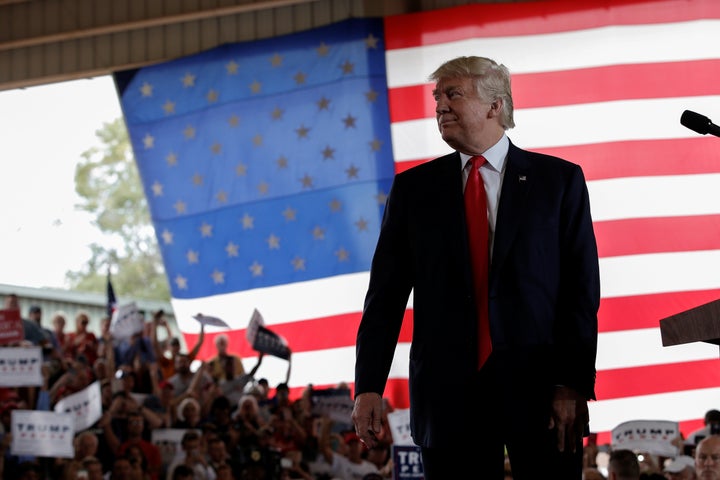 Republican U.S. presidential nominee Donald Trump appears at a campaign rally in Ocala, Florida, U.S., October 12, 2016.