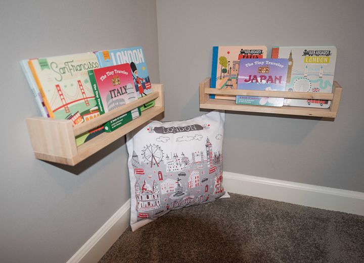 This reading nook provides my toddler with a space to entertain himself while I'm taking care of our newborn.