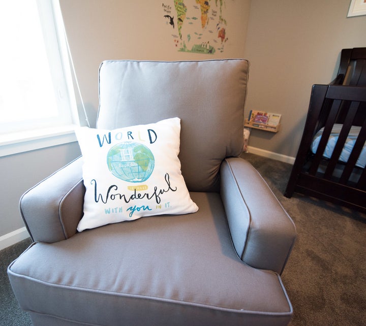 I was stoked to create this customized pillow through Tiny Prints' new Nursery Collection because it fits the room perfectly!