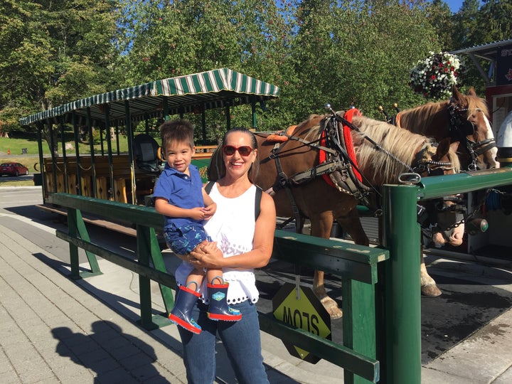 Waiting to board the Stanley Park Horse Drawn Carriage Ride.