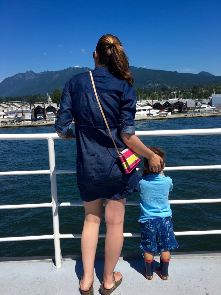 Enjoying the sunshine and the views from the Harbour Cruise in Vancouver.