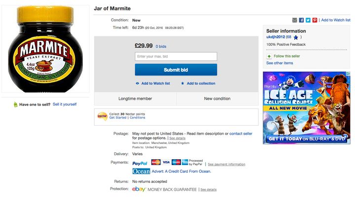 <strong>A jar of Marmite is being advertised online for £29.99.</strong>