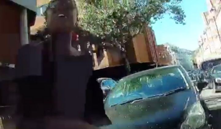 A still from the confrontation Vine had with the female motorist