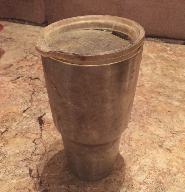 Beat up Yeti Tumbler found on the bottom of the Buffalo River