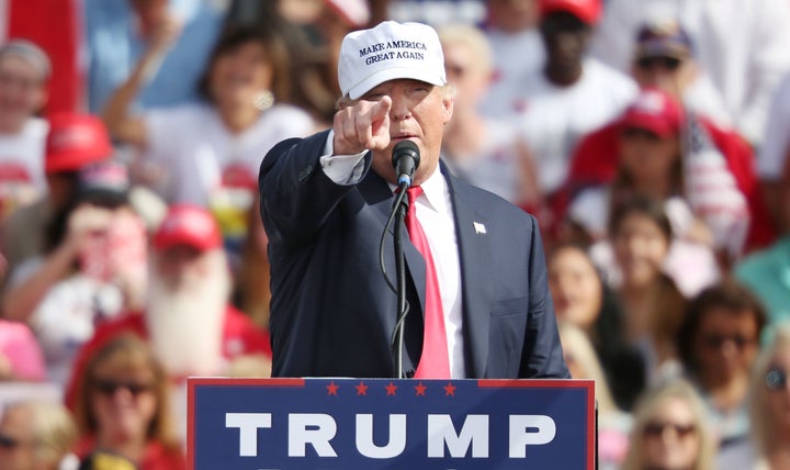 Trump addresses supporters during a campaign stop in Lakeland, FL on Oct. 12. 