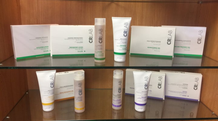 CRLab trichology line. Yellow is for sebum regulating. Green is for hair loss prevention. Purple is for moisturizing and anti dandruff.