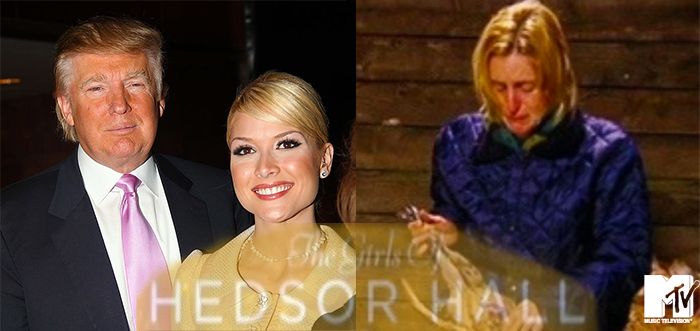 Left: Donald Trump and former Miss USA Tara Conner, Right: Jen Marden one of "The Girls of Hedsor Hall" cast
