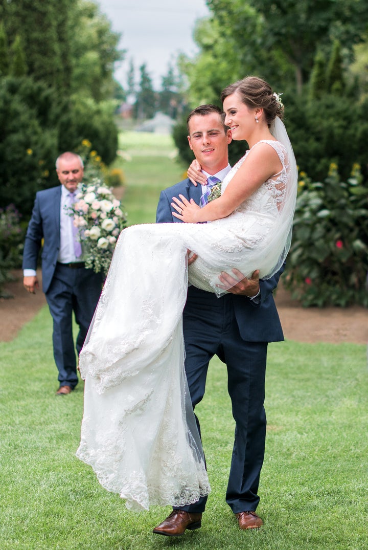 "Moving the wedding never crossed my mind, I just couldn't wait to marry Stuart!" the bride said.