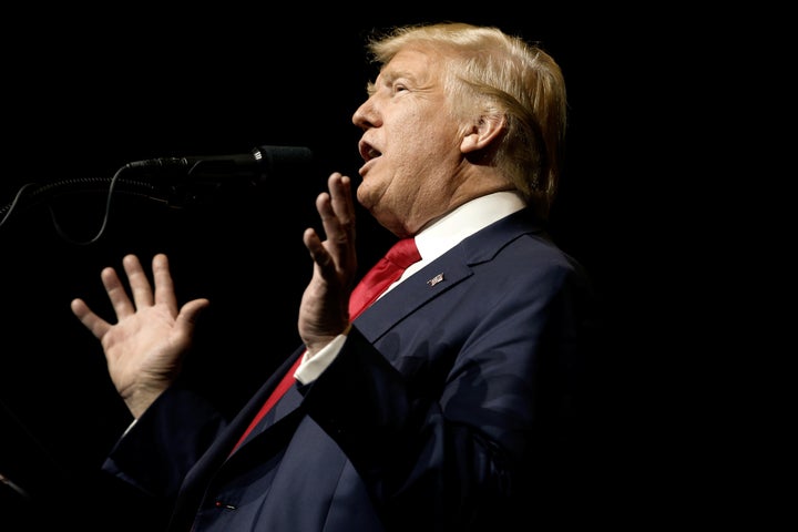 Republican U.S. presidential nominee Donald Trump speaks to the audience at a campaign rally in West Palm Beach, Florida, U.S