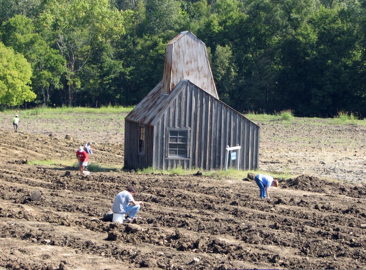 Visitors scour for diamonds at Crater of Diamonds State Park.