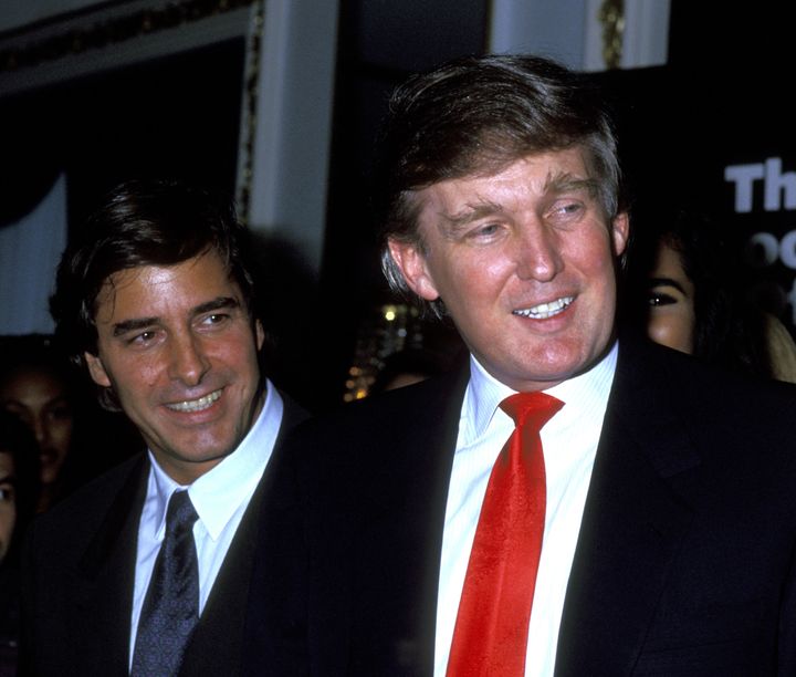 Donald Trump (right) pictured with modeling agent John Casablancas in 1991. One woman said she attended a dinner with both men in 1996, where Trump looked up models' skirts and commented on their underwear.