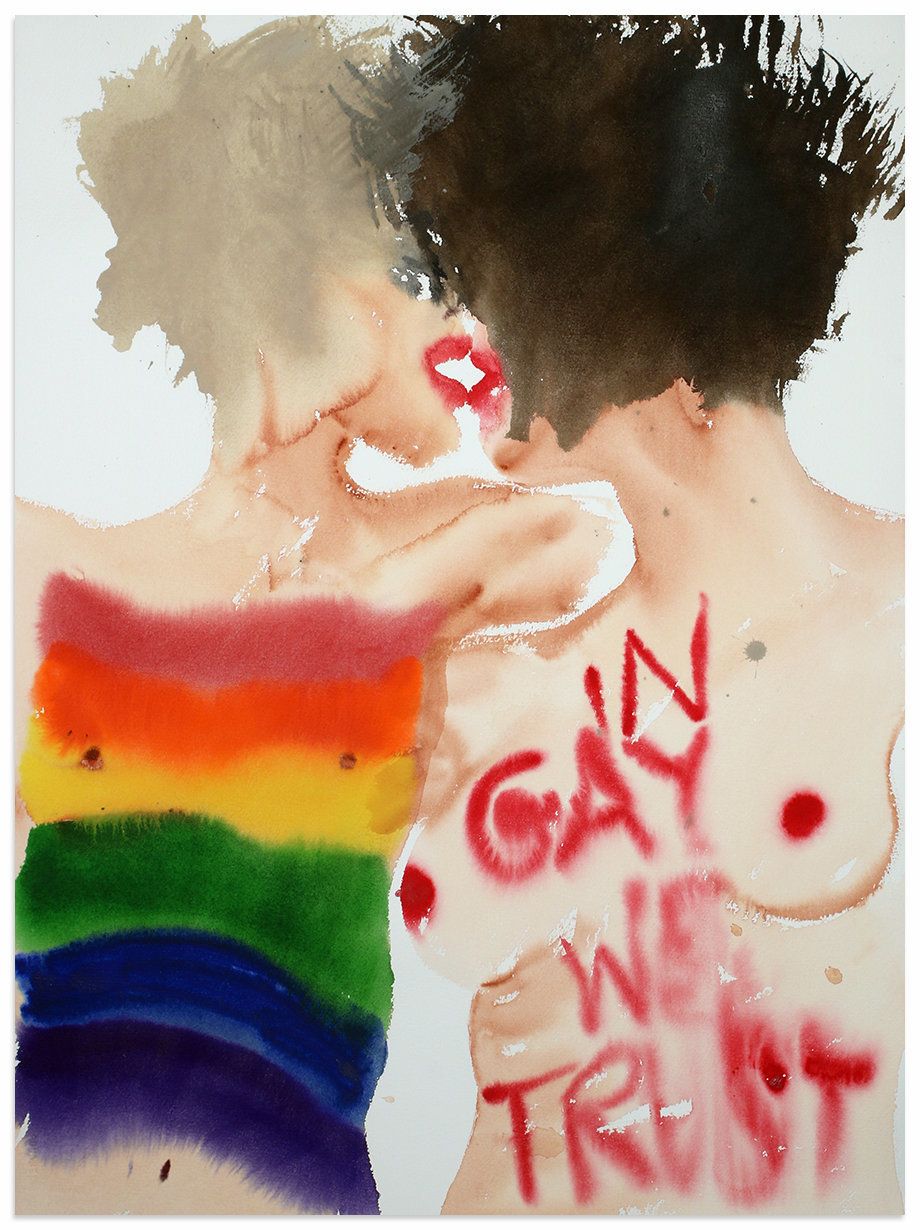 "In Gay We Trust (Morocco)," 2016, watercolor on paper, 30 x 22 inches.