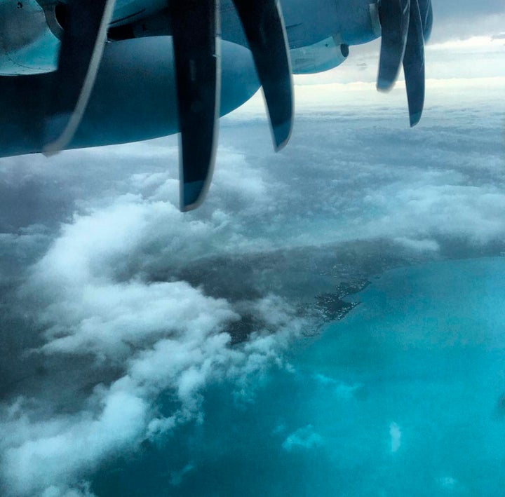 The eye of Hurricane Nicole passes over Bermuda, as seen from a U.S. Air Force Reserve aircraft.