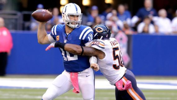 Andrew Luck against the Chicago Bears, Sunday October 9th, 2016.