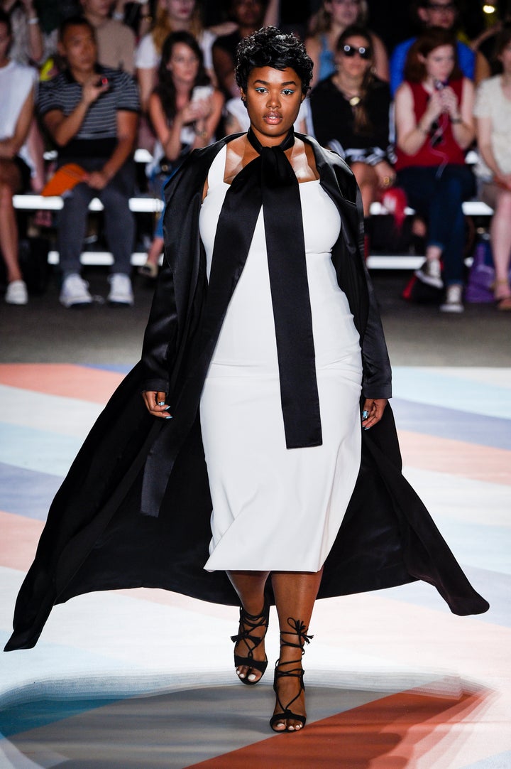 Precious Lee walks at Christian Siriano.