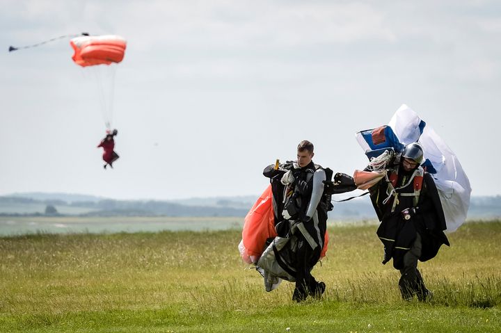 <strong>The attempted murder charge relates to an incident at Netheravon Airfield, on Salisbury Plain, Wiltshire, where skydivers are pictured above </strong>