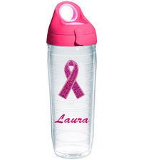 Pink Sequins Ribbon Water Bottle