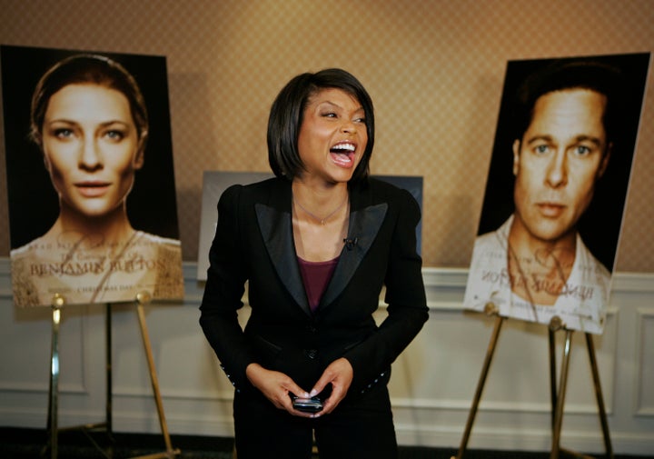 Henson reacting to her Academy Award nomination for "Benjamin Button" in 2009. 