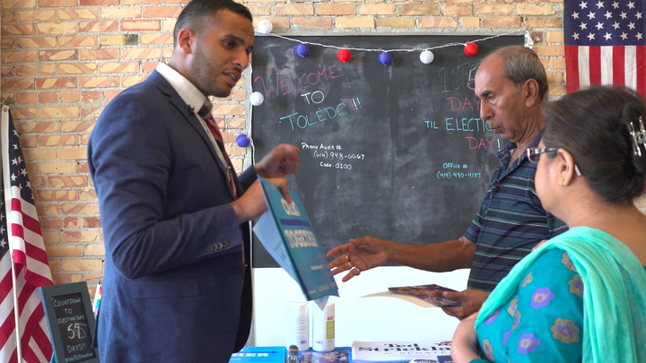 Mohammed Gula, left, leads the Clinton campaign's Muslim outreach in Toledo, Ohio.