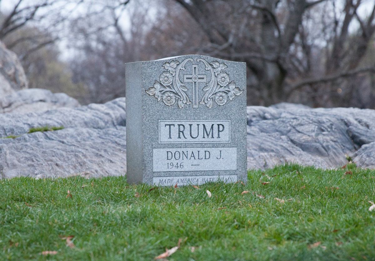 Brian Andrew Whiteley, "The Legacy Stone Project (The Donald Trump Tombstone)," 2016, granite, 20 x 24 x 8 inches (50.8 x 61 x 20.3 cm)