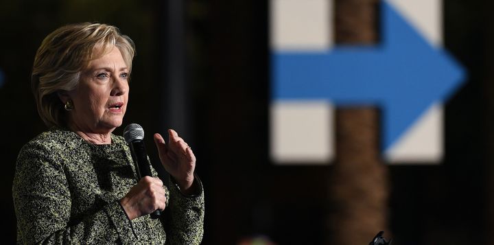 Democratic presidential nominee Hillary Clinton at a campaign rally in Las Vegas on Oct. 12, 2016.