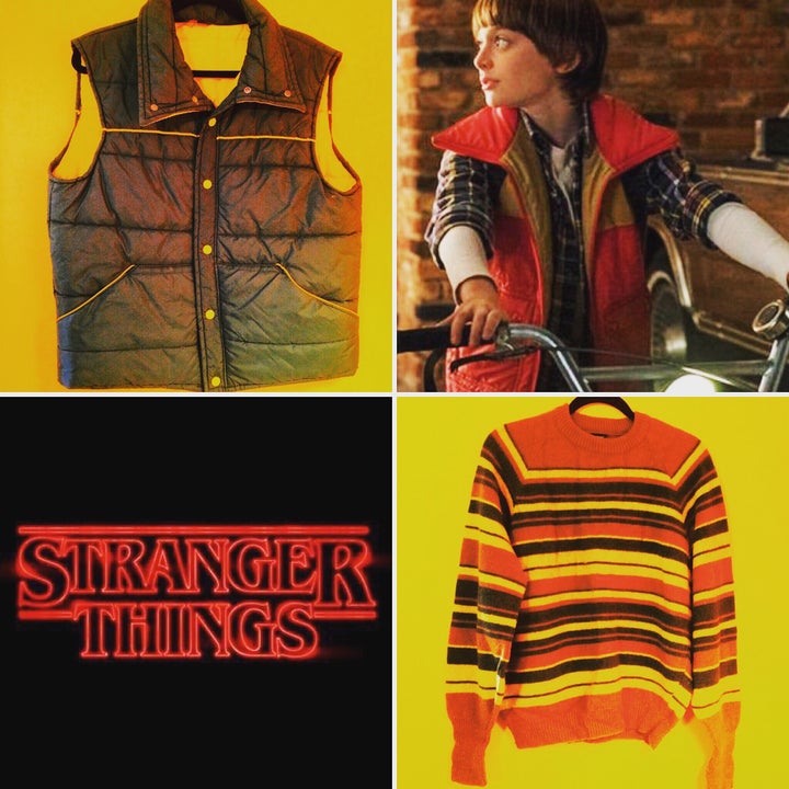 Stranger Things vintage style: late 70s/early 80s down puffer vest and striped sweater