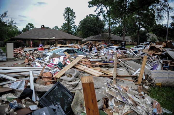 Piles of damage from the severe flooding in Louisiana this past August. 