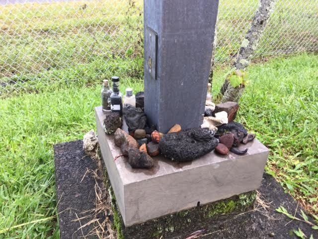 A collection of lava rocks returned to the U.S. Postal Service sits in the parking lot of the Post Office in Hilo, Hawaii.