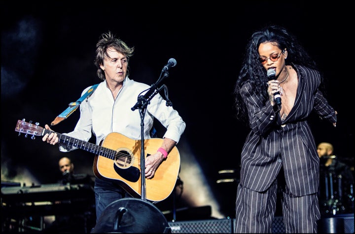 Paul McCartney and Rihanna at Desert Trip music festival, Oct. 15, 2016. 