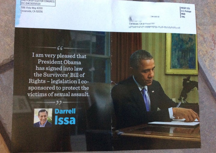 A resident of Carlsbad, California, recently received this mailer from Rep. Darrell Issa's (R) campaign.