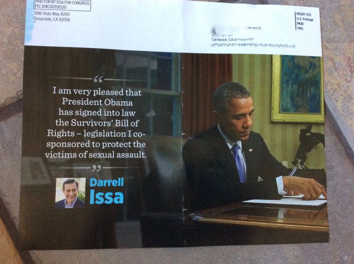 A resident of Carlsbad, California, recently received this mailer from Rep. Darrell Issa's campaign.