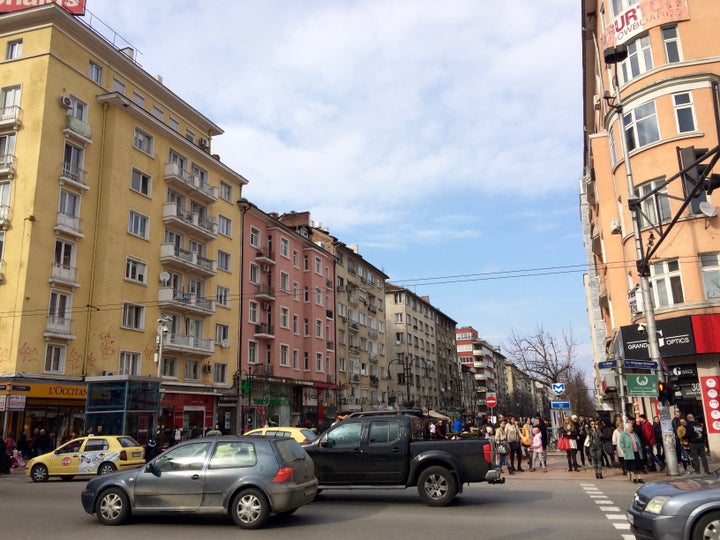 Boulevard Vitosha--the start of the pedestrian only section