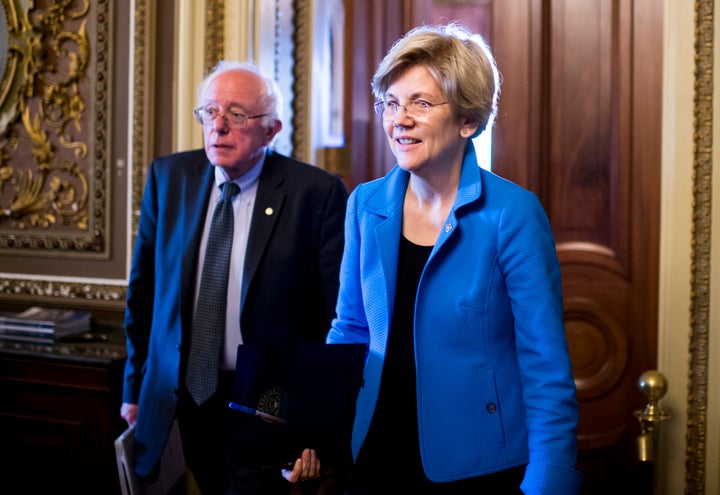 Sens. Elizabeth Warren (D-Mass.) and Bernie Sanders (I-Vt.) hit the trail for Democratic presidential nominee Hillary Clinton on Sunday, taking every opportunity they could to jab her Republican opponent, Donald Trump.