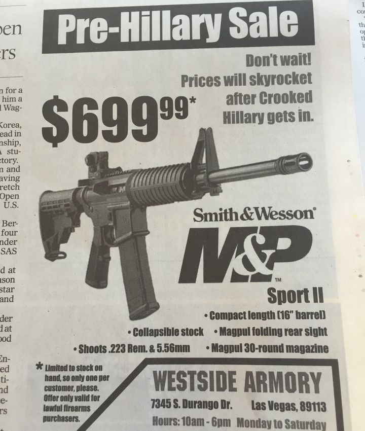 A HuffPost reader sent in a gun ad that ran in the Las Vegas Review-Journal.