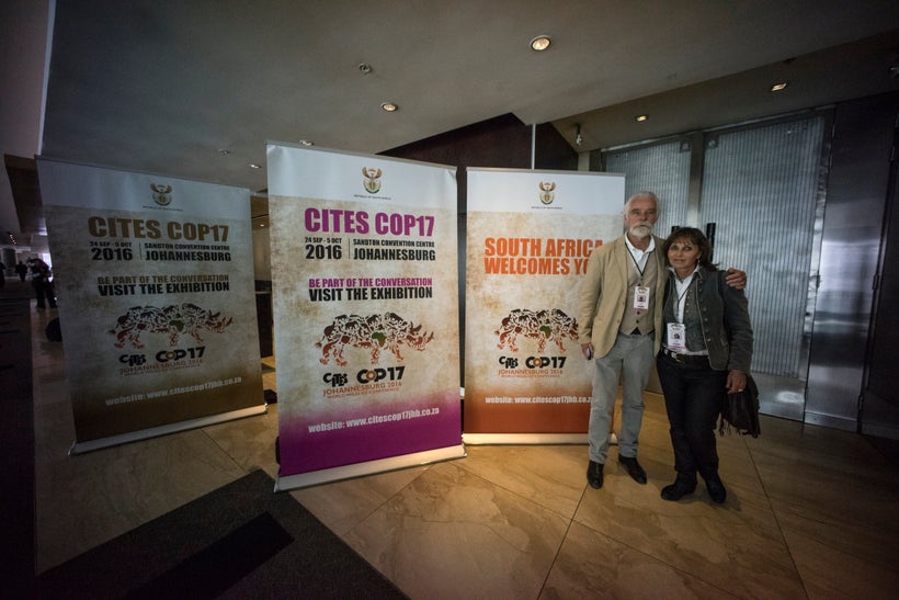 Dereck and Beverly Joubert at the seventeenth meeting of the Convention of International Trade in Endangered Species (CITES,