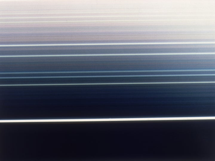 A false-color image taken by Voyager shows the rings of Uranus. Astronomers believe they've found evidence of two p