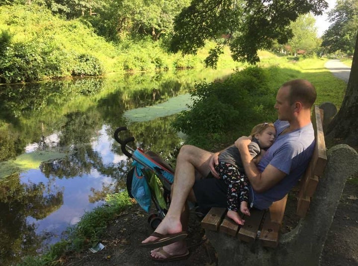 Lucia and her father on the D&R canal in NJ.